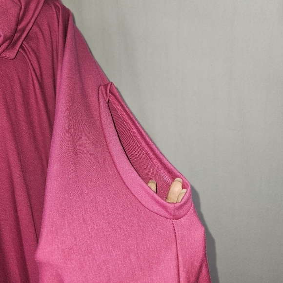 Boutique Women's Pink Cowl Neck Dolman Sleeve Long line Poncho OS - Picture 3 of 8